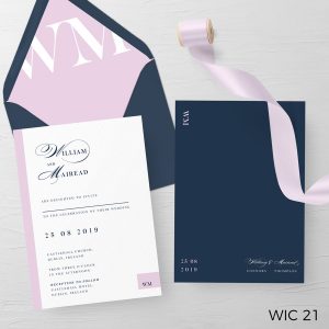 Navy and Pink Wedding invite